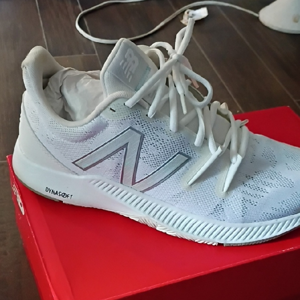 New Balance White and Gray Dynasoft Sneakers